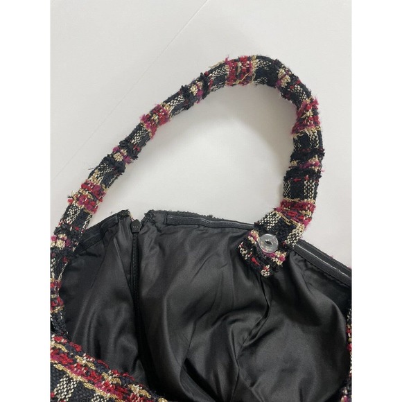 House of Harlow 1960 Boucle Dress Size Xs Black Red Gold Convertible Strap Mini - Picture 5 of 11